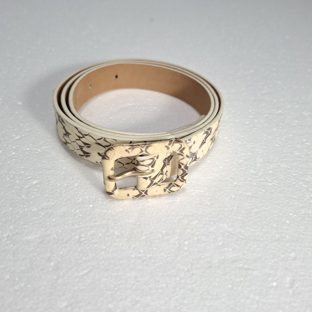 J. Crew Cream Snake-Print Leather Women's Belt Size S